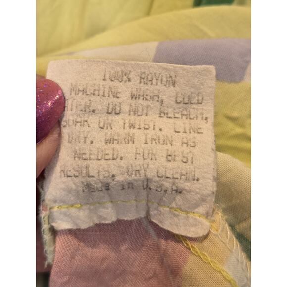 Jams World Tank Top Resort Tropical Rayon Curved Hi-Lo Hem Women's W690 | L EUC - Picture 8 of 9